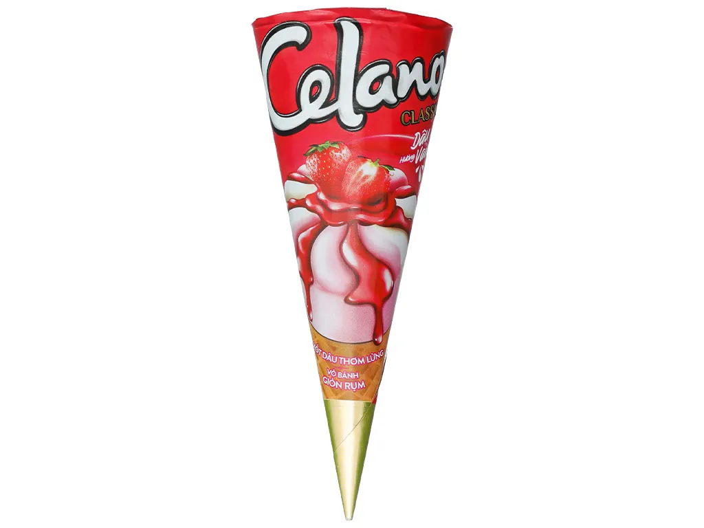 S-Kem ốc quế Celano Cone Vani dâu 66g